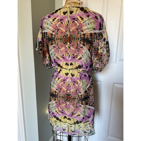 Anthropologie Leifsdottir 100% Silk Mini Dress butterfly bohemian sz 8 tie dye - Picture 3 of 14